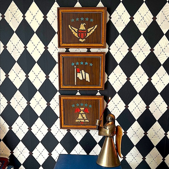Vintage Patriotic Etched Wood Wall Art Set – Patriotic Elegance - Exquisite - Picture 7 of 8